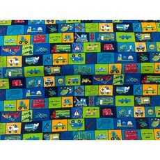 Nice Days 日本進口卡通交通工具圖案棉布 拼布材料, 深藍, 詳見包裝