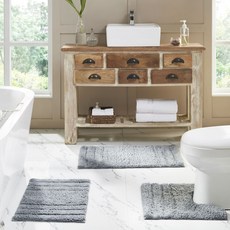 Olivia Grey Erin 棉質浴毯防滑墊 3 件套, 1個, 銀