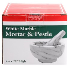 Kitchen Supply 大理石研缽和研杵套組 11.4 x 6.4cm, 白色的, 1個