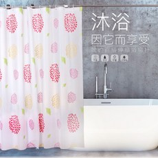 BO雜貨 太陽花浴簾 磨砂塑料防水防黴附C型掛鉤, 白色