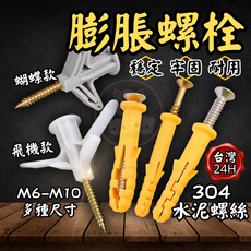 304不鏽鋼水泥膨脹螺絲組，含塑膠壁虎、膨脹套管，多尺寸可選，適用於DIY固定, 1套