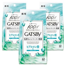 GATSBy 玻尿酸保濕潔面濕紙巾, 42張, 3包