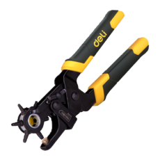 deli 皮帶打孔鉗 PPB 蓋斯工具 皮革打洞器 紙張打孔器 皮件打孔機, 黑黃色, 1個