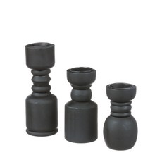 Sullivans 木柱燭台 3 件套, 黑色的
