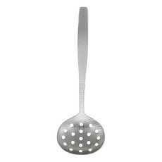 NichiNichidougu 和風鎚目紋不鏽鋼圓孔杓, 1個, 銀