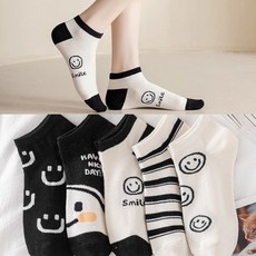 Wodemi 女款微笑運動短襪5件組 W528