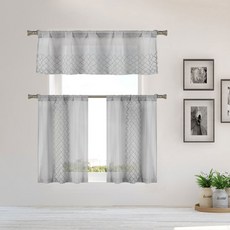 首頁 Maison Ramona Cafe Tiers 廚房窗簾 2 件套, 銀