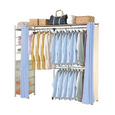 巴塞隆納 NEW第三代自由搭防塵伸縮衣櫥 (附置物櫃), 灰色