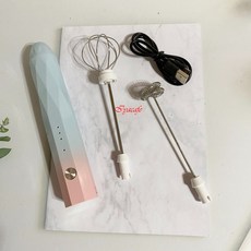 愛鴨咖啡 USB充電款電動奶泡機/牛奶攪拌器, 藍粉漸層