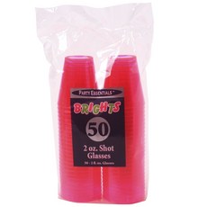 PARTY ESSENTIALS 明亮的玻璃杯霓虹燈粉紅色59.2毫升, 1個, 50件