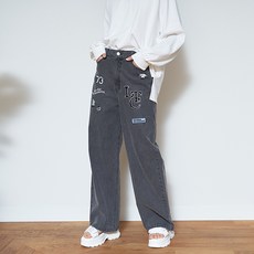 LOVETOXIC 女童款LTXC刺繡布貼牛仔寬褲