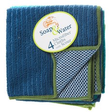 RITZ 肥皂和水超細纖維布擦洗廚房毛巾廚房毛巾, 4件, 混色