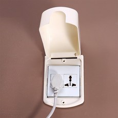BO雜貨 掀蓋式開關保護盒 黏貼 防電保護蓋 家用電源插座保護罩 兒童安全防護 防塵 浴室防水蓋, 米色