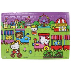 Hello Kitty凱蒂貓拼圖 80片拼圖 好朋友嘟嘟車 KT幼兒卡通拼圖, 一個入, 80片