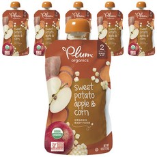 Plum organics 兒童果泥, 紅薯蘋果玉米口味, 113g, 6包