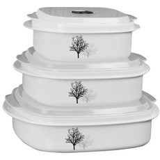 Corelle 康寧 印花可微波保鮮盒 3入, 1個, 木材陰影