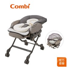 Combi BEDi Long AT 電動安撫餐搖椅 (附餐盤/蚊帳), (贈)日式網格蚊帳(灰)