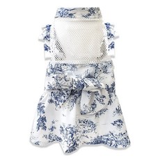 Onekosama 狗貓通用透氣裙 附風扇, 1個, 藍色茹伊印花布