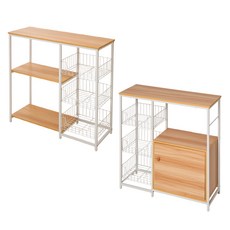 居家cheaper 原木風廚房置物架 TD080-3 中島櫃 廚房架 烤箱架 微波爐架 收納架 書架 書櫃, 原木白, 3段