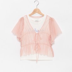 LOVETOXIC 女童款內搭背心網紗綁帶罩衫