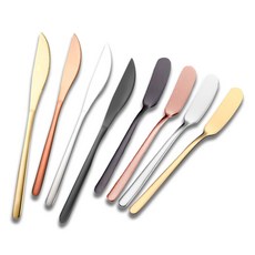 304不鏽鋼餐刀 韓式餐刀 主餐刀 奶油刀 果醬抹刀 不銹鋼餐具 刀子 尖頭刀 抹刀 西餐刀, 奶油刀（金／1.8x16.5cm）, 1個