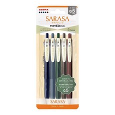 ZEBRA 斑馬牌 SARASA CLIP典雅風鋼珠筆 0.5mm 5色組, 1個, 復古色