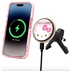 GARMMA Hello Kitty 車用無線充電支架，可愛造型，無線充電，行車安全穩固, 甜美粉