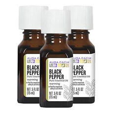 Aura Cacia 卡希雅 溫暖純黑胡椒精油, 3個, 15ml
