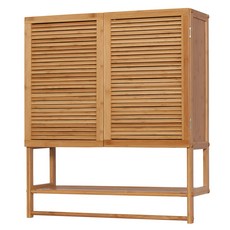 CreativeWare home Eco Style百葉2門壁櫃毛巾架浴室收納櫃, 1個, 單色