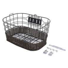 半藤編織前置自行車籃, 1個, 棕色+黑色