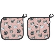 now DESIGNS 基本款動物印花烤箱手套, 2件, 貓喵