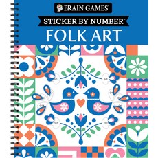(英文圖書) Brain Games - Sticker by Number: Folk Art Spiral, New Seasons, 英文, 螺旋裝