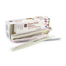 NORPRO 紙派對吸管純直吸管 19.5 厘米波點, 包裹, 1個, 100件