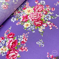 布想出門 客家花布/台灣花布（3尺寬）花開富貴牡丹, 紫色, 1個
