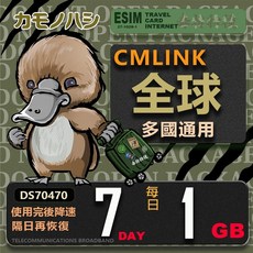 CMLink 鴨嘴獸旅遊網卡 全球多國通用 每日輕量型吃到飽 (支援塞爾維亞 波士尼亞 阿爾巴尼亞 俄羅斯 黑山), 7天