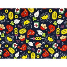 「上巧手創」台灣布 紅包袋布，一尺價 薄丶厚棉布手作材料 拼布材料 50元／尺, 藍色薄棉布年年有餘, 詳見包裝