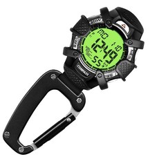 電子羅盤夾式手錶 - 鬧鐘和秒錶 登山表, 1個, 黑色的