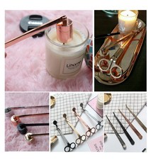 蠟燭工具三件組/四件組 薰香滅燭罩燭芯剪 蠟燭勾 打火機 蠟燭剪 燭臺 香薰精油滅燭工具, 黑色, 4套裝