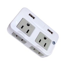 安全達人 USB插座壁插 2P/3P雙用轉接器 3.1A 壁式插座 雙USB充電 轉接頭, 1個, White