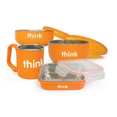 thinkbaby The Complete幼兒餐具 4件組, 1個, 橘子