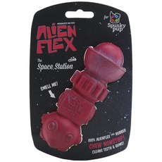 spunky pup Alien Flex Dog 乳膠橡膠玩具 空間站, 1個, 紅色的