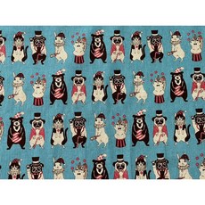 COSMO TEXTILE CO. LTD. 擬人動物圖案棉麻布料, 詳見包裝, 詳見包裝, 天空藍色
