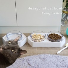 抑菌雙口寵物碗 傾斜碗面 白色 藍色 灰色 (隨機), 白色, 藍色, 灰色 (隨機), 1個