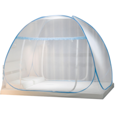 免安裝折疊蒙古包蚊帳，單人雙人宿舍露營通用防蚊帳, 無底藍色