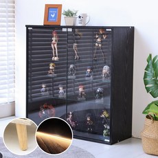 Akira MIT寬80公分多功能收納展示櫃BO106 置物櫃 收納櫃 模型櫃 公仔櫃 玻璃櫃 玄關櫃, 黑色+櫃腳+LED燈