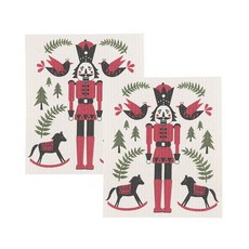 now DESIGNS 印花廚房毛巾, 2件, 胡桃夾子