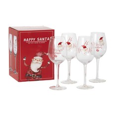 Sullivans 聖誕老公公印花紅酒杯, 4入