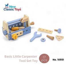 【荷蘭New Classic Toys】基礎小木匠工具組玩具 粉藍-10551，角色扮演，激發無限想像，安全無毒木質材料, 詳見包裝, 粉藍