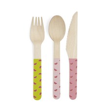 Cakewalk 綜合竹製餐具 西瓜扁平餐具 3件組 16.5cm, 1個, 24入