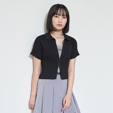 LOVETOXIC 女童款內搭吊帶雙拉鏈短袖針織開襟衫